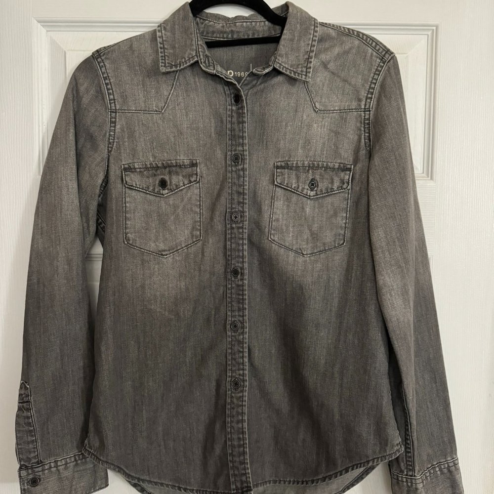 Grey Denim Button Down Shirt